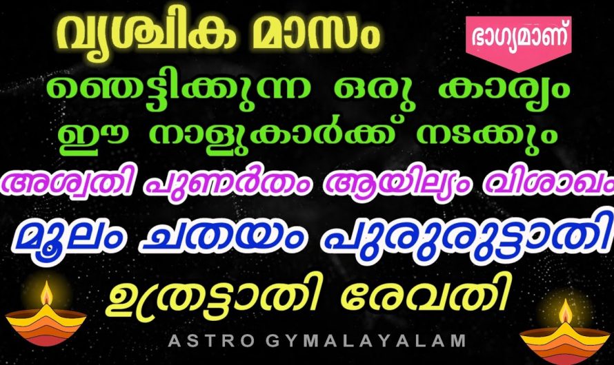 വൃശ്ചികമാസ ആരംഭത്തോടുകൂടി ജീവിതത്തിൽ അഭിവൃദ്ധി പ്രാപിക്കാൻ പോകുന്ന ഈ നക്ഷത്രക്കാരെ കുറിച്ച് ആരും അറിയാതെ പോകരുതേ.