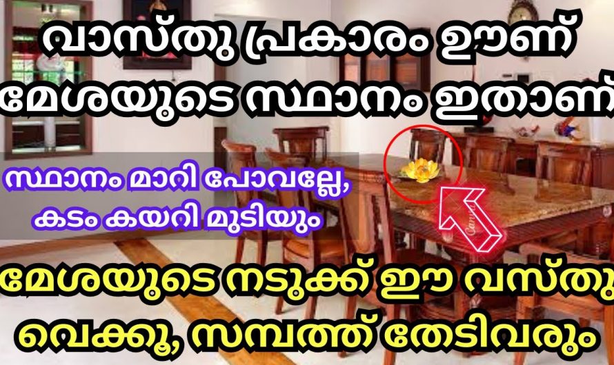 വാസ്തുപ്രകാരം ഊണുമേശയുടെ യഥാസ്ഥാനത്തെക്കുറിച്ച് ഇതുവരെയും അറിയാതെ പോയല്ലോ ഭഗവാനേ.